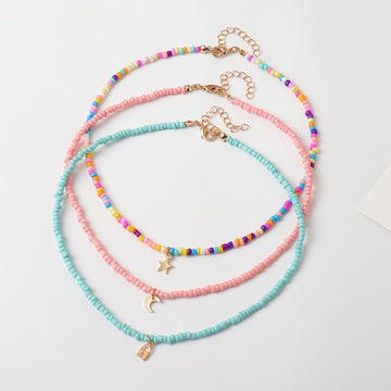 Bohemian Multilayer Seed Bead Star Moon Butterfly Pendant Necklace For Women Fashion Beach Simple Lock Choker Collar Gift daiiibabyyy